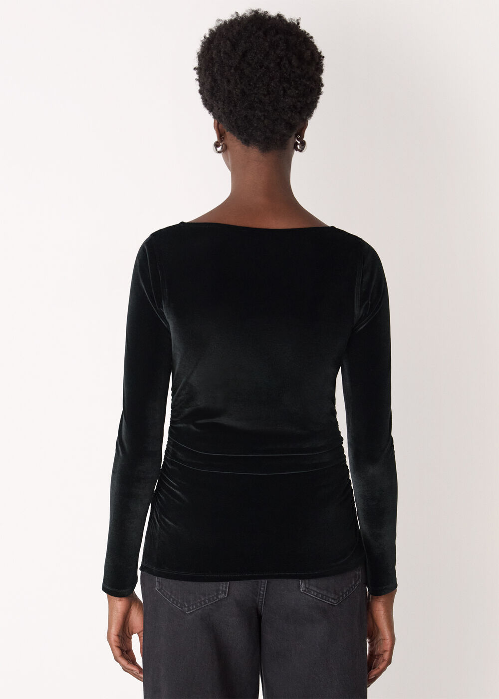 Straight Neck Velvet Top
